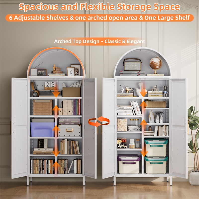Metal Arched Cabinet Kitchen Pantry Cabinet with Door