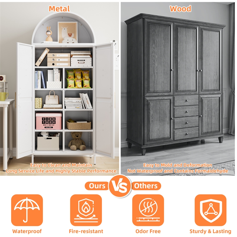 Metal Arched Cabinet Kitchen Pantry Cabinet with Door