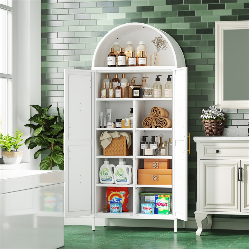 Metal Arched Cabinet Kitchen Pantry Cabinet with Door