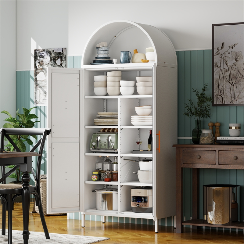 Metal Arched Cabinet Kitchen Pantry Cabinet with Door
