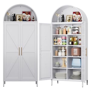 Metal Arched Cabinet Kitchen Pantry Cabinet with Door