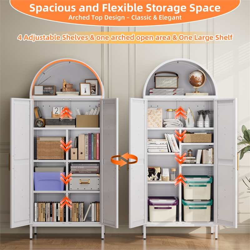 Farmhouse Pantry Cabinet with 2 Doors for Home Kitchen White