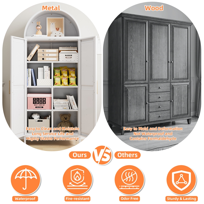 Farmhouse Pantry Cabinet with 2 Doors for Home Kitchen White