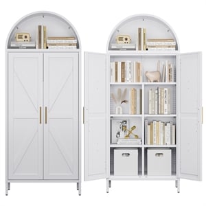 Farmhouse Pantry Cabinet with 2 Doors for Home Kitchen White