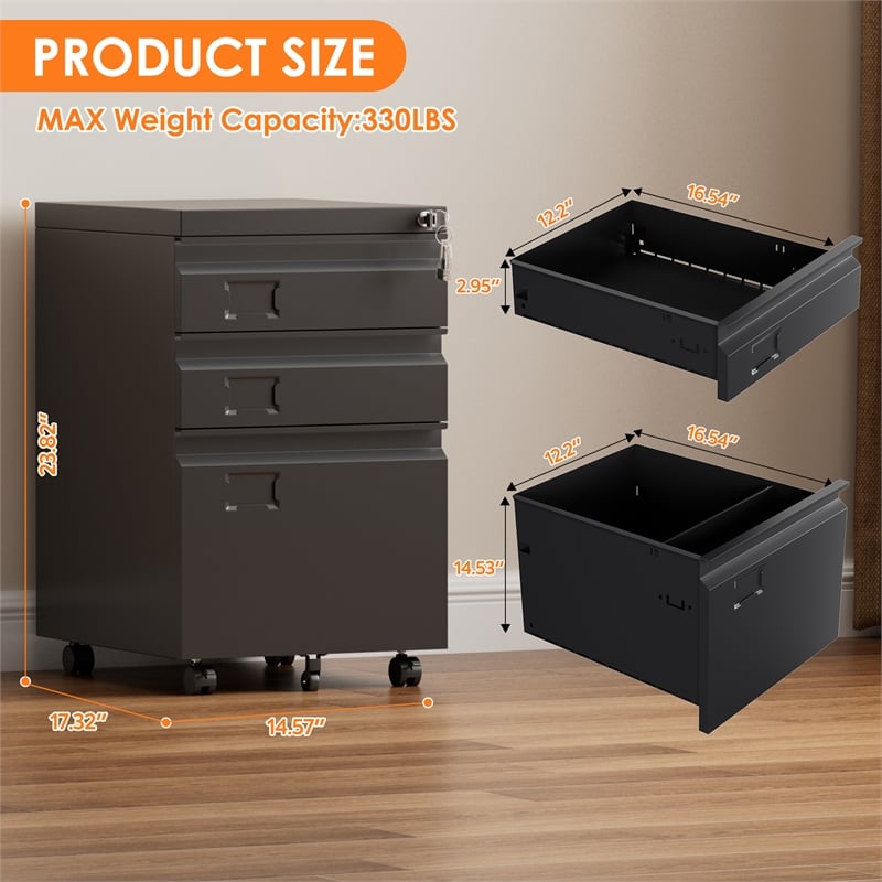 3 Drawer Metal Mobile File Cabinet need assemble