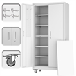 Metal Garage Storage Cabinet with Wheels and Pegboards