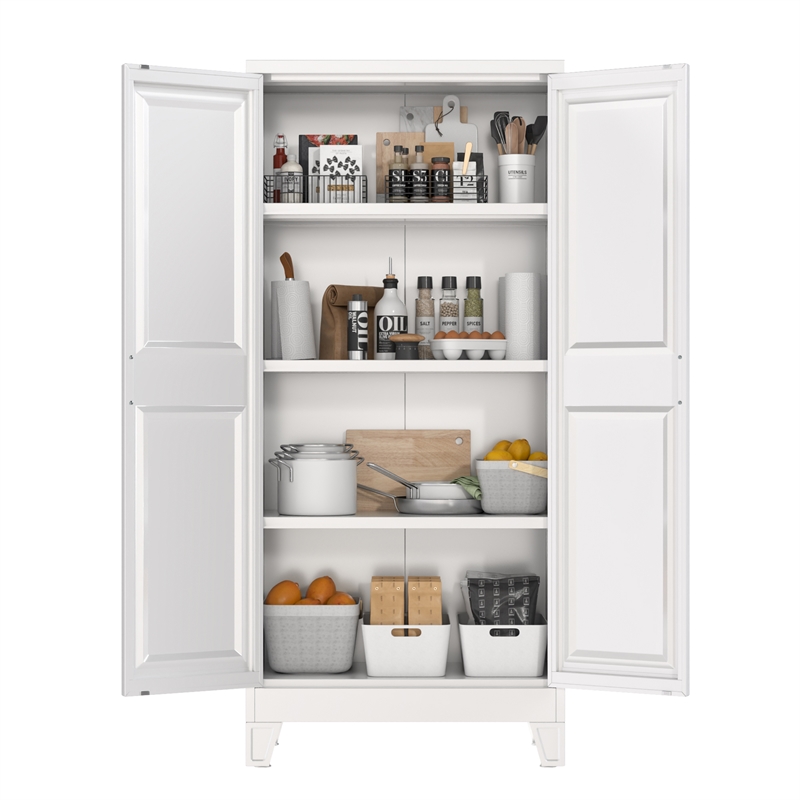 Metal Kitchen Pantry Cabinet with 2 Doors and 3 Adjustable Shelves