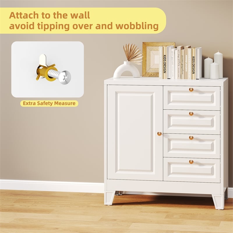 athroom Storage Cabinet with 1 Adjustable Shelves and 4 Drawers