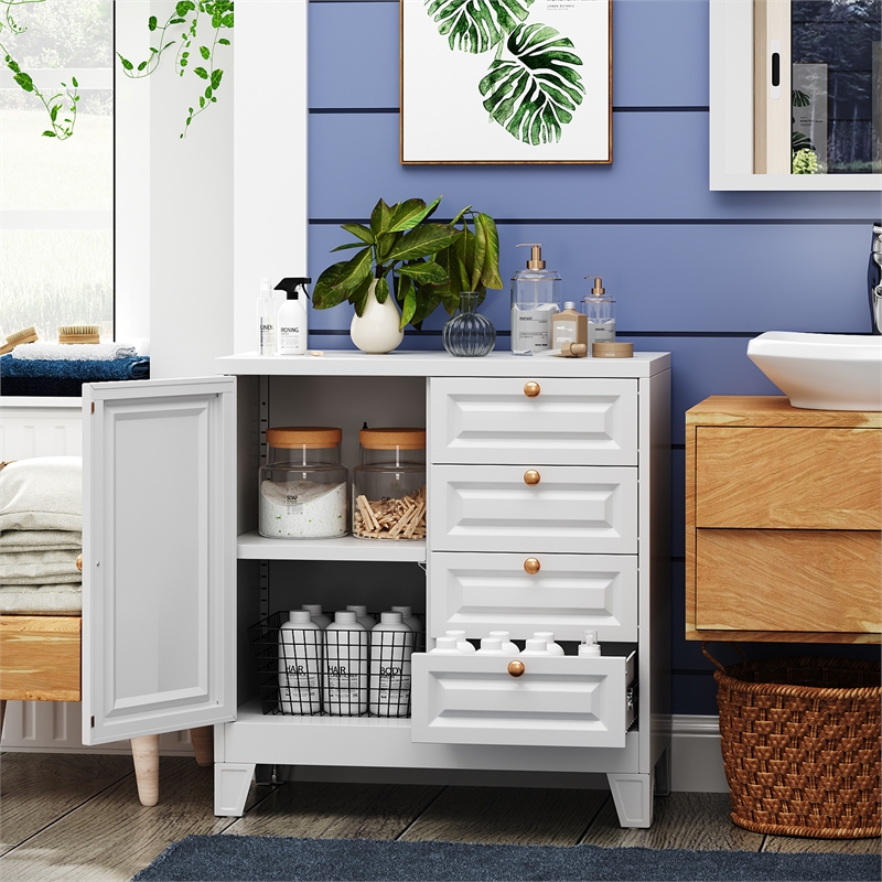 athroom Storage Cabinet with 1 Adjustable Shelves and 4 Drawers
