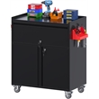 Metal Cabinet on Wheels Metal Garage Cabinet with 1 Drawer and 4 Hooks