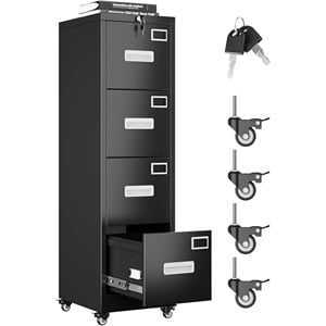 4 Drawer File Cabinet with Lock and Wheels