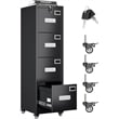 4 Drawer File Cabinet with Lock and Wheels