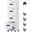 4 Drawer Filing Cabinet with Wheels  Lockable Metal File Cabinet with Name Card