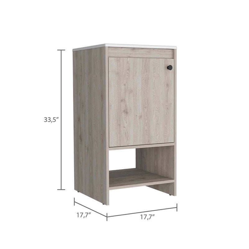 FM FURNITURE Chariot Modern Metal Free Standing Vanity Cabinet in Light Gray