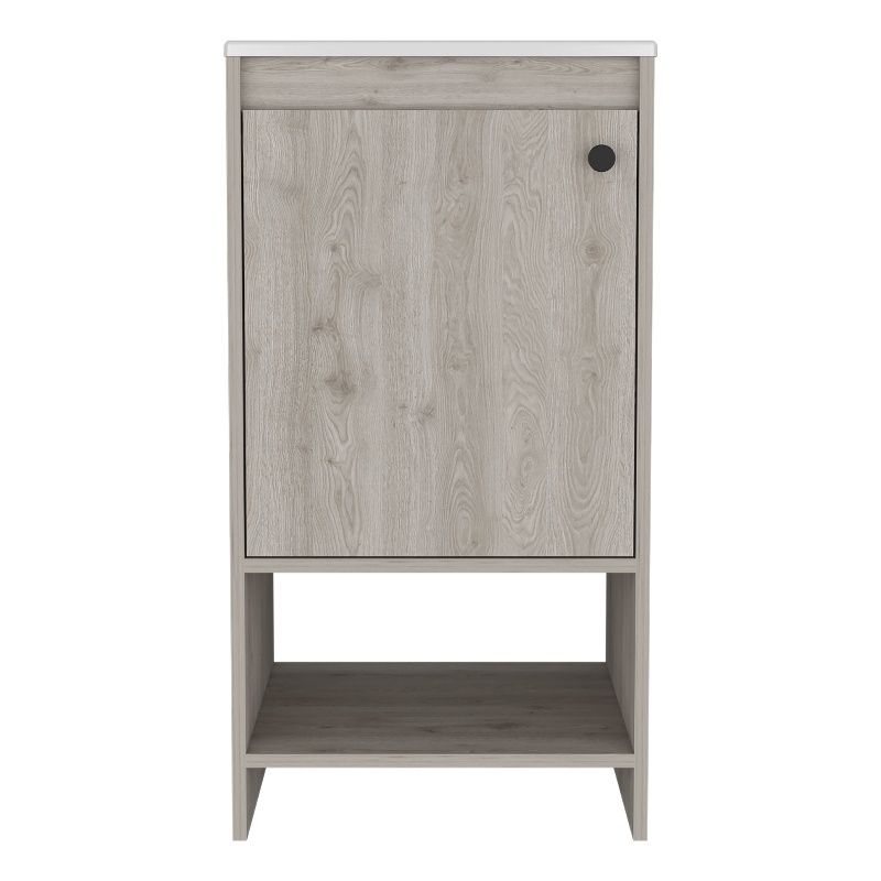 FM FURNITURE Chariot Modern Metal Free Standing Vanity Cabinet in Light Gray