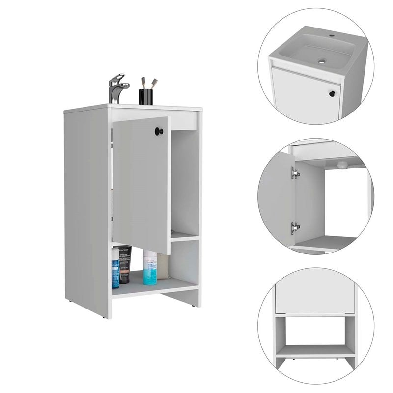 FM FURNITURE Chariot Modern Metal Free Standing Vanity Cabinet in White