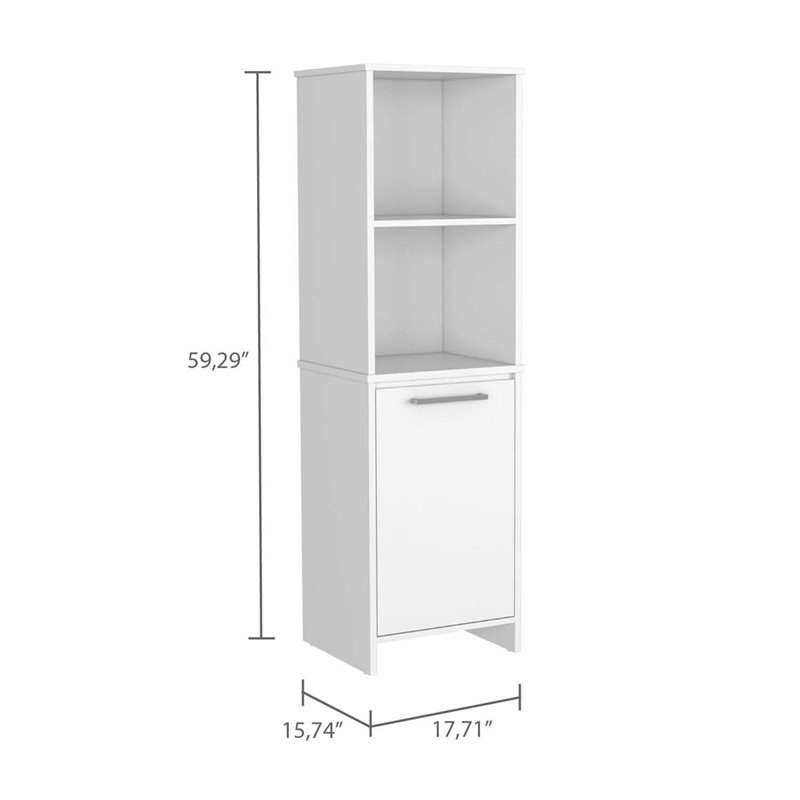 FM FURNITURE Danforth Modern Wood Pantry Cabinet for Kitchen Room in White