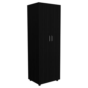 fm furniture glasglow modern wood armoire with one cabinet & 2 shelves in black