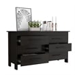 FM Furniture Luxor Modern Wood Bedroom Double Dresser with 6-Drawer in Black