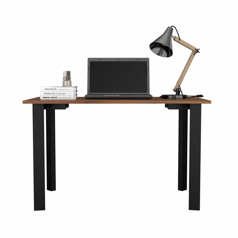 FM FURNITURE Marrakech Modern Wood Office Desk with Four Steel Legs in Mahogany