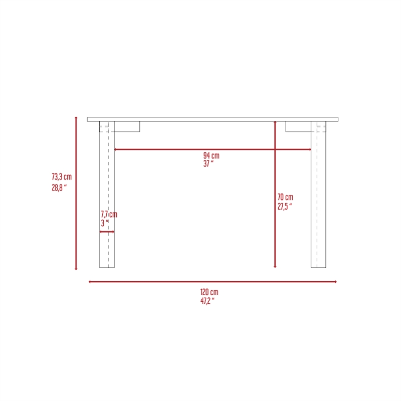 FM FURNITURE Marrakech Modern Wood Office Desk with Four Steel Legs in Mahogany