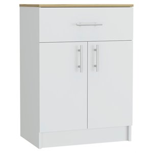 fm furniture oxford wood pantry cabinet with counter top in white/light oak