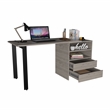 FM FURNITURE Praga 120 Modern Wood Desk with 2-Drawer & 2 Shelves in Light Gray