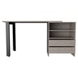 FM FURNITURE Praga 120 Modern Wood Desk with 2-Drawer & 2 Shelves in Light Gray