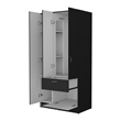 FM FURNITURE Ramblas Modern Wood Armoire with Two Cabinets in Black/White