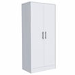 FM FURNITURE Rio 2-Door Wood Armoire with 1-Cabinet & One Hidden Drawer in White