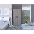FM FURNITURE San Blas Wood Bedroom Armoire with Two Doors in Light Gray