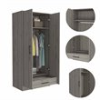 FM FURNITURE San Blas Wood Bedroom Armoire with Two Doors in Light Gray
