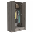 FM FURNITURE San Blas Wood Bedroom Armoire with Two Doors in Light Gray