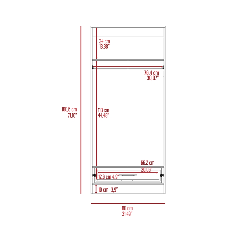 FM FURNITURE San Blas Wood Bedroom Armoire with Two Doors in Light Gray