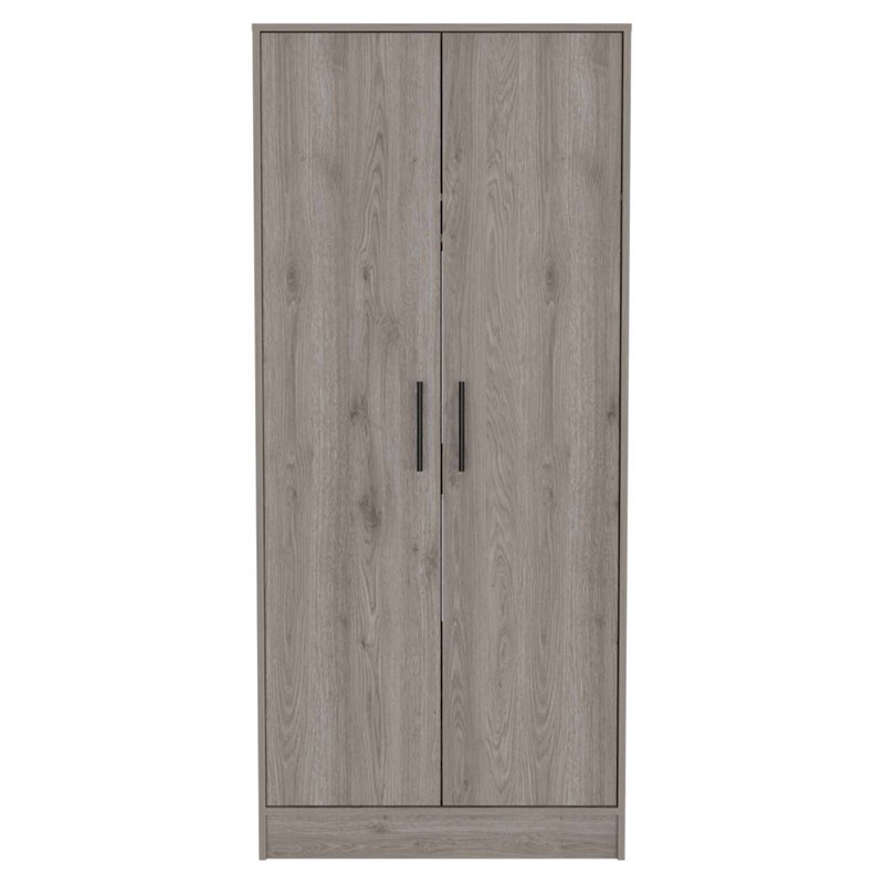 FM FURNITURE San Blas Wood Bedroom Armoire with Two Doors in Light Gray