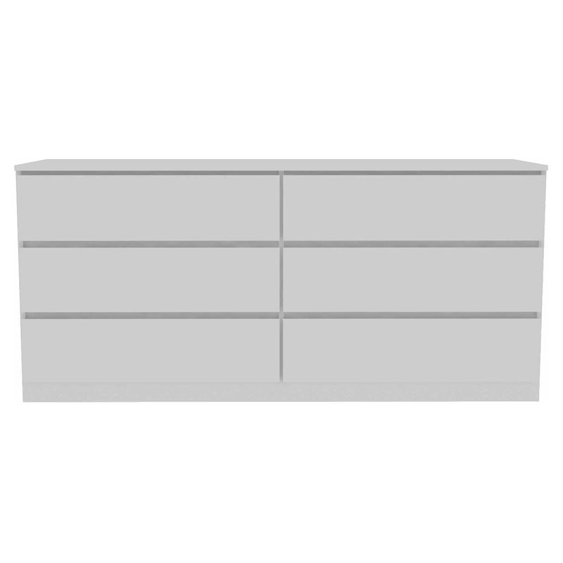 FM FURNITURE Seul Modern 6-Drawer Wood Bedroom Double Dresser in White