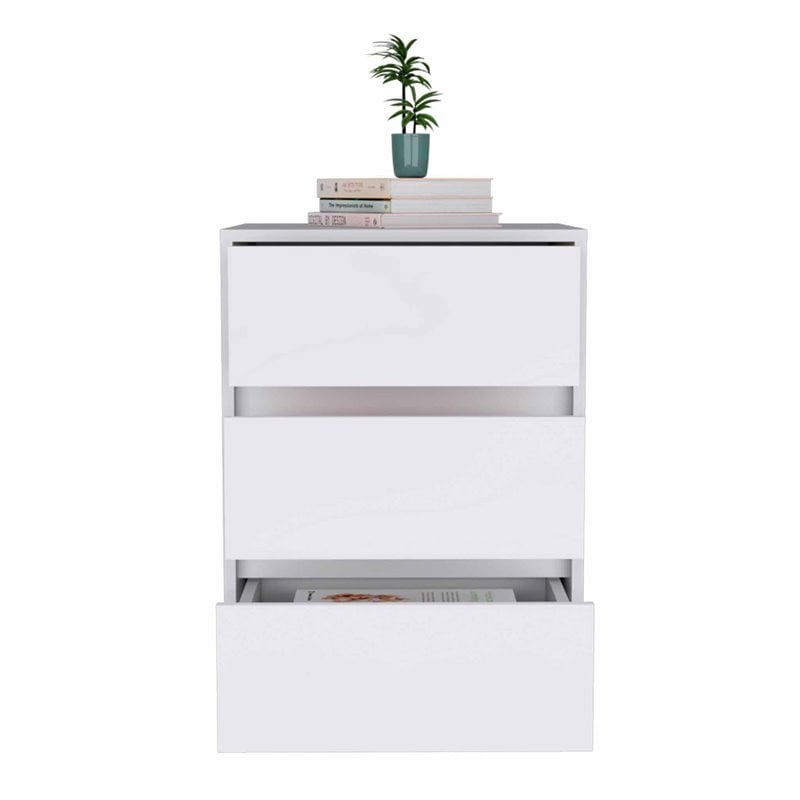 FM FURNITURE Vienna 3-Drawer Modern Wood Filing Cabinet in White