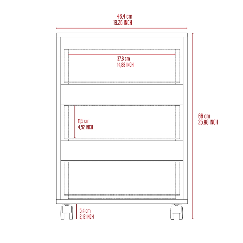 FM FURNITURE Vienna 3-Drawer Modern Wood Filing Cabinet in White