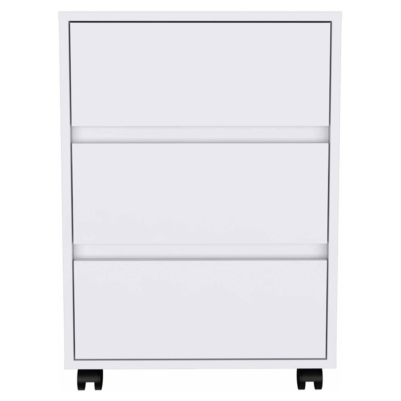 FM FURNITURE Vienna 3-Drawer Modern Wood Filing Cabinet in White