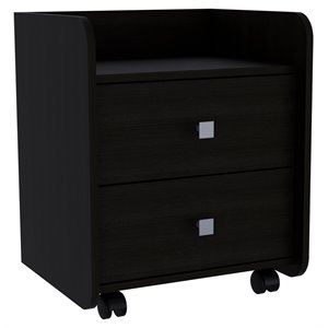 fm furniture york modern wood night stand with 2-drawer & 4-caster