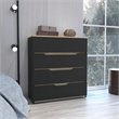 FM Furniture California Modern 4-Drawer Wood Bedroom Dresser in Black/Light Oak