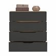 FM Furniture California Modern 4-Drawer Wood Bedroom Dresser in Black/Light Oak