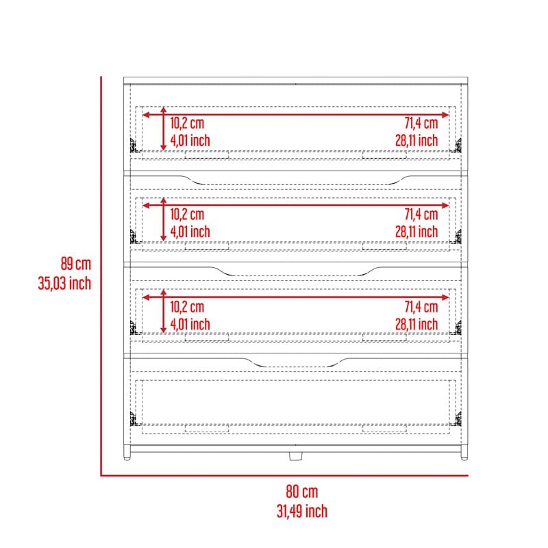 FM Furniture California Modern 4-Drawer Wood Bedroom Dresser in Black/Light Oak
