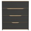 FM Furniture California Modern 4-Drawer Wood Bedroom Dresser in Black/Light Oak