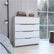 FM Furniture California Modern 4-Drawer Wood Bedroom Dresser in White/Light Oak