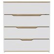 FM Furniture California Modern 4-Drawer Wood Bedroom Dresser in White/Light Oak