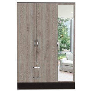 fm furniture florencia s mirrored modern wood armoire in black wenge/light oak