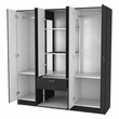 FM FURNITURE Guajira Modern 6-Door Wood Bedroom Armoire in Black Wenge