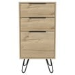 FM Furniture London Modern Metal Dresser with 3-Drawer & 4-Leg in Light Oak