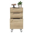 FM Furniture London Modern Metal Dresser with 3-Drawer & 4-Leg in Light Oak